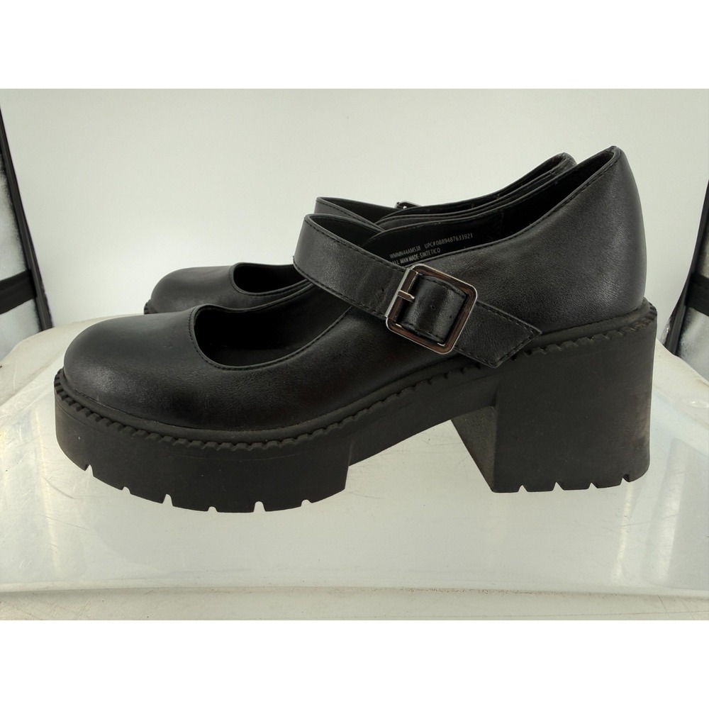 Madden NYC Black Faux Leather Chunky Platform Mary Jane Shoes Womens Size
